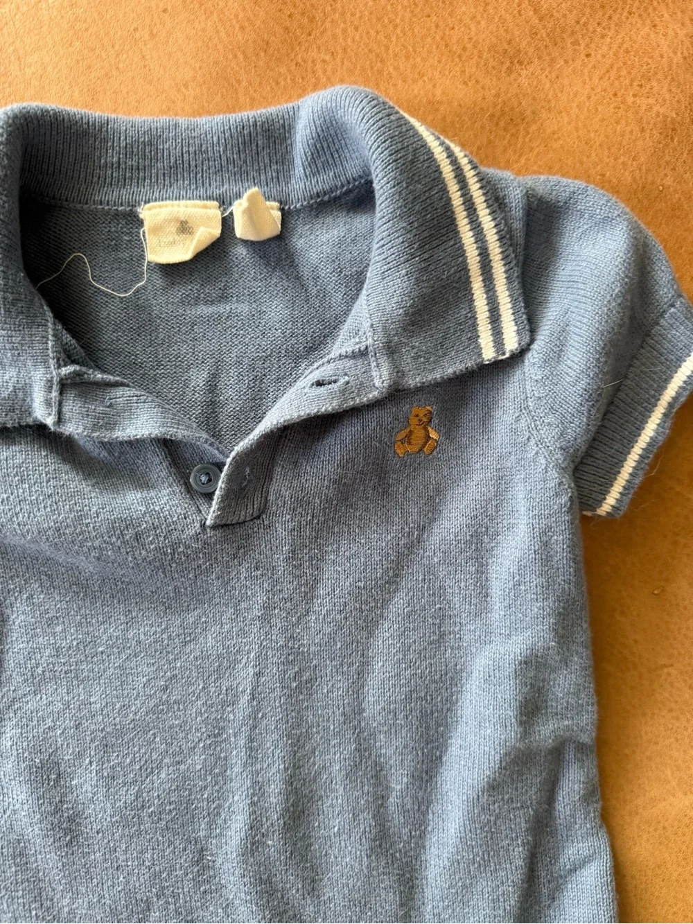 babyGap Blue Cotton Knit Polo Romper One-Piece Short Sleeve Snap 18-24M